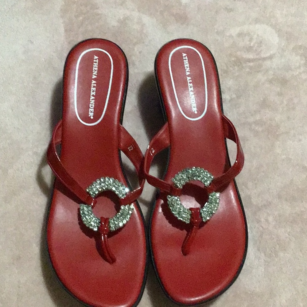 “NEW” Athena Alexander Red and Rhinestone Sandals.
